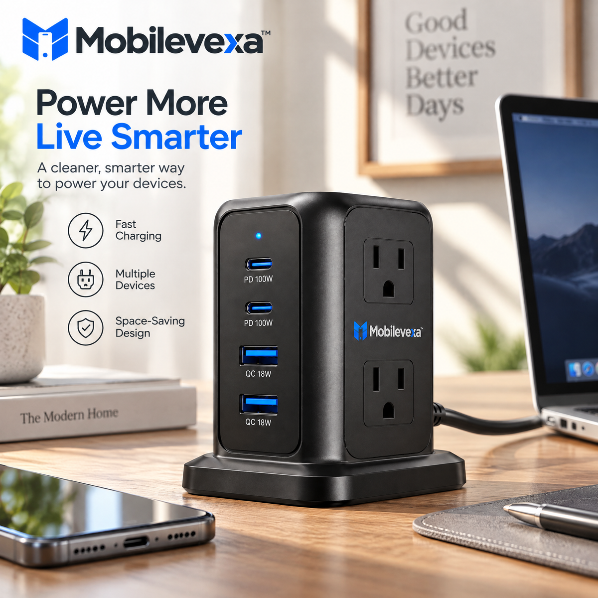 Mobilevexa™ Multi-Port Fast-Charging Power Hub