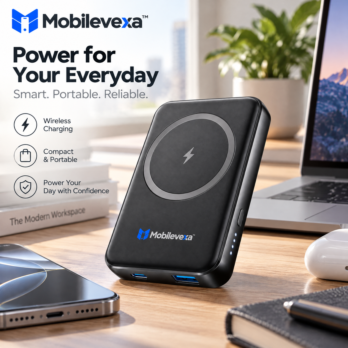 Mobilevexa™ Portable Wireless Power Bank