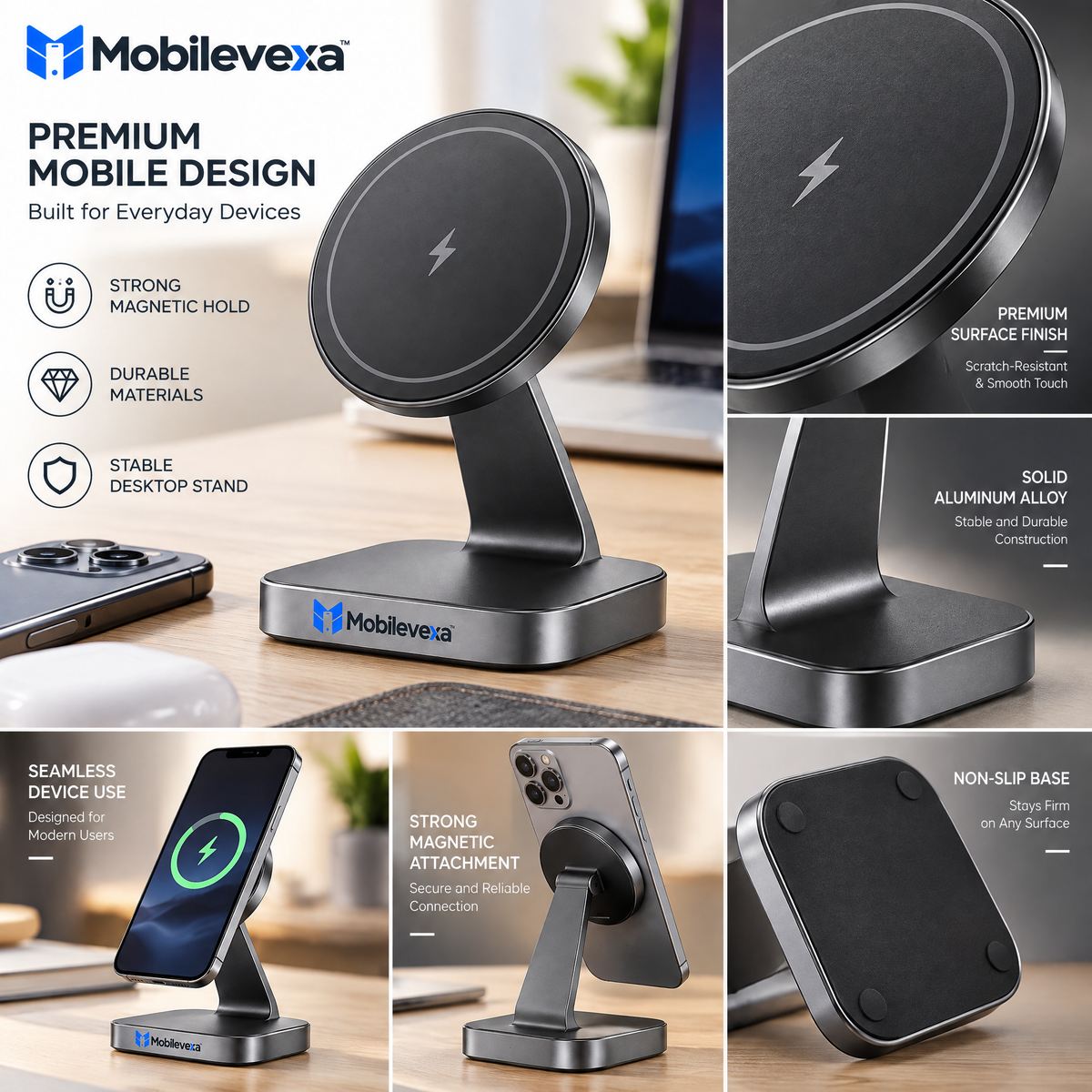 Mobilevexa™ Magnetic Wireless Charging Station