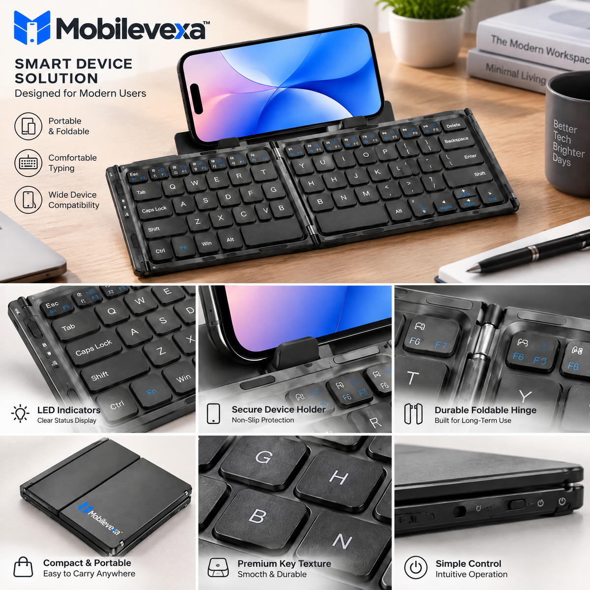 Mobilevexa™ Portable Folding Keyboard