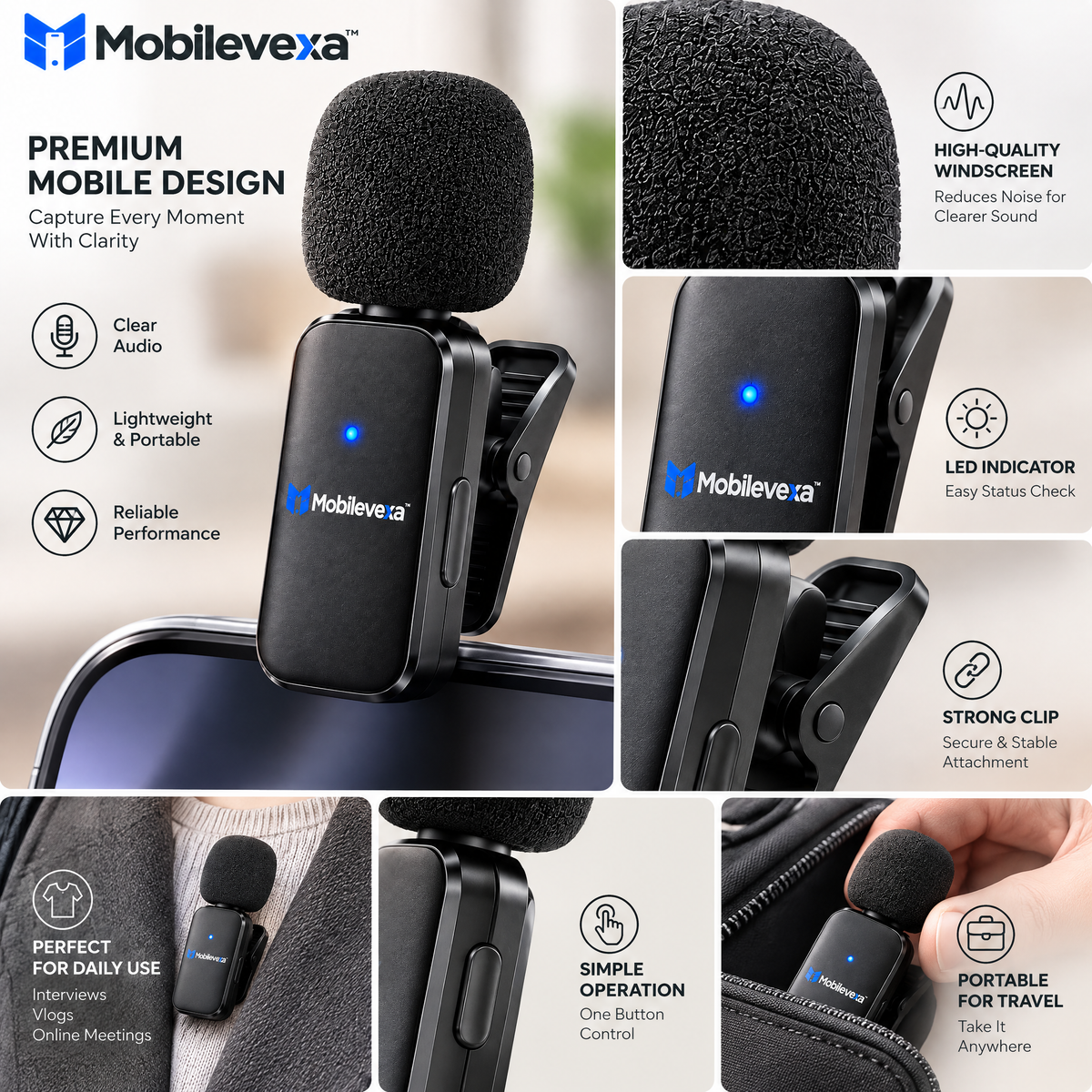 Mobilevexa™ Wireless Lavalier Microphone