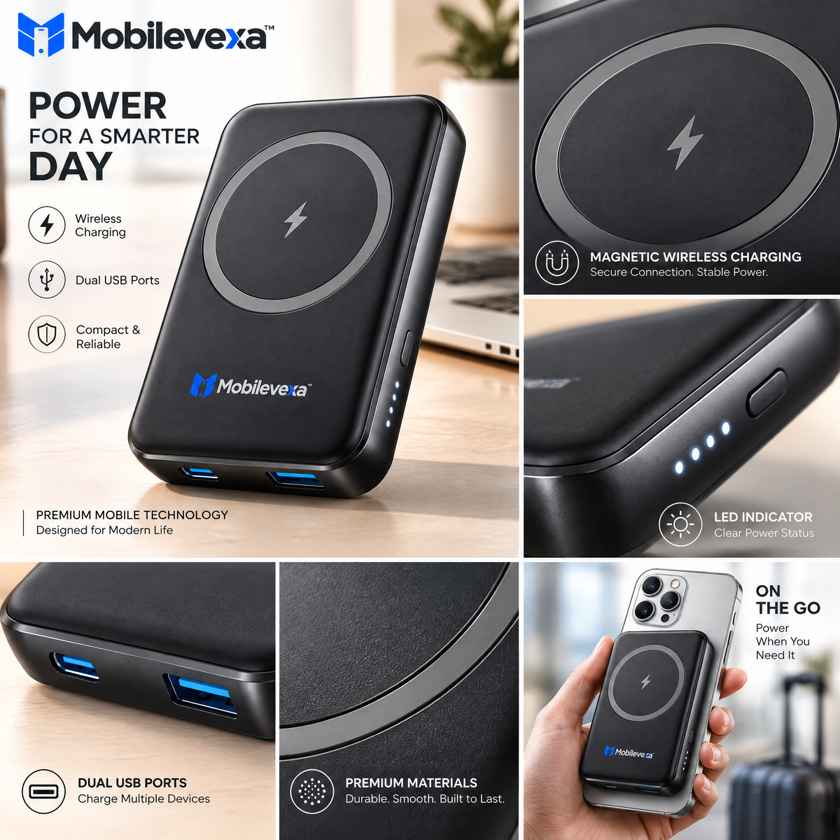 Mobilevexa™ Portable Wireless Power Bank