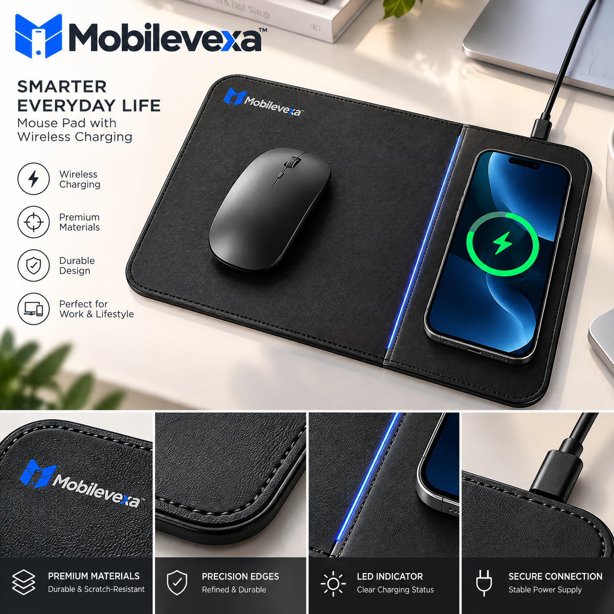 Mobilevexa™ Wireless Charging Mouse Pad